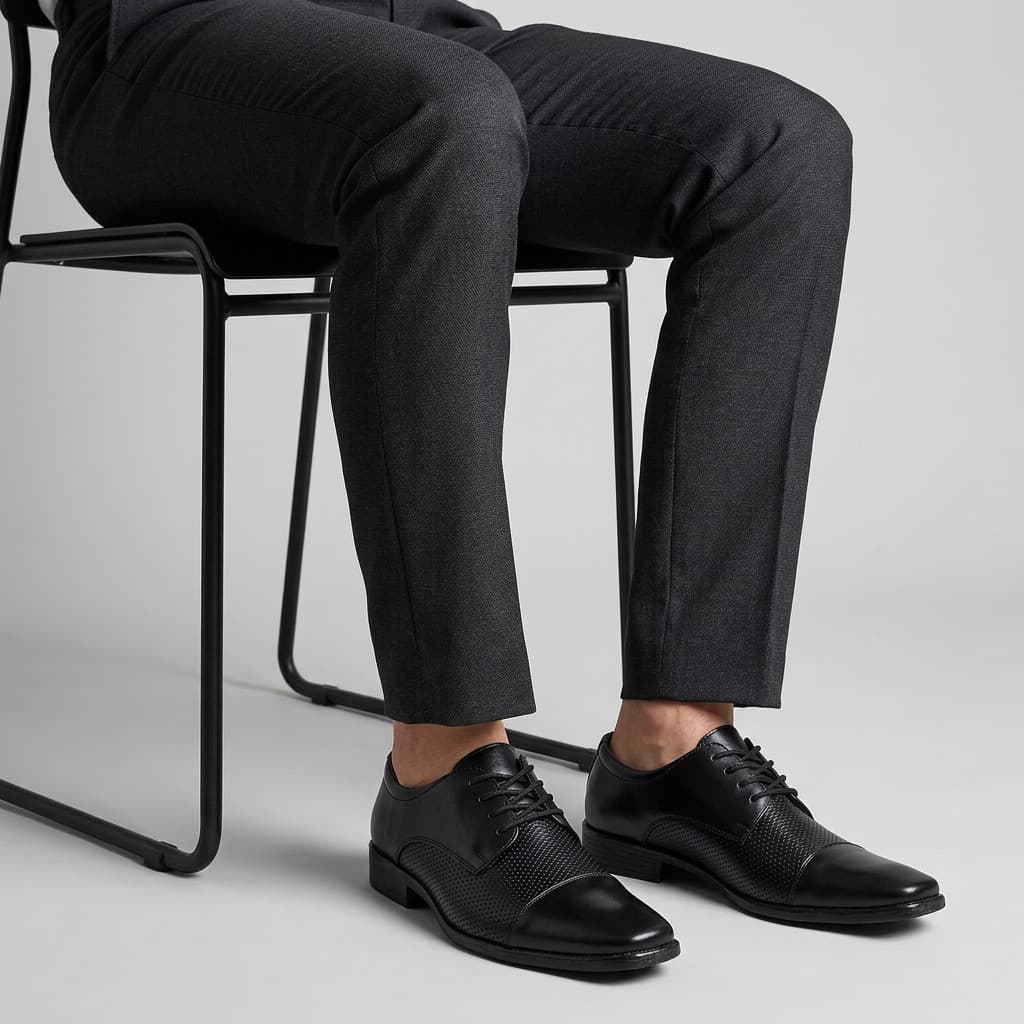 Sapato Social Masculino Preto Cadarço Confortável Casual