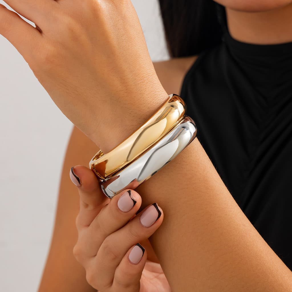 Pulseira De Ouro , Prata Lisa Feminina , Joias Femininas , Presente De Casal
