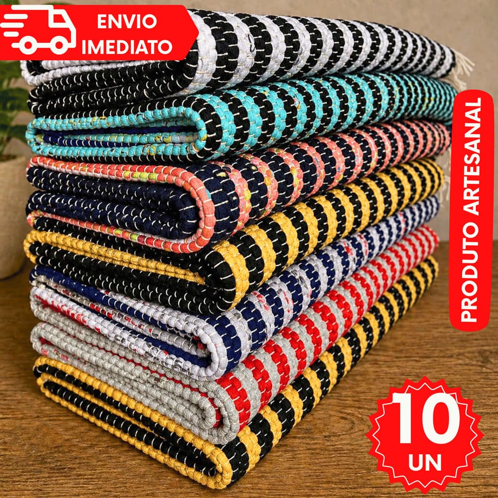 kit 10 8 6 4 2 Tapete Porta Cozinha Zebrinha Sala Artesanal Entrada  Capacho  Tear   Mineiro Premium