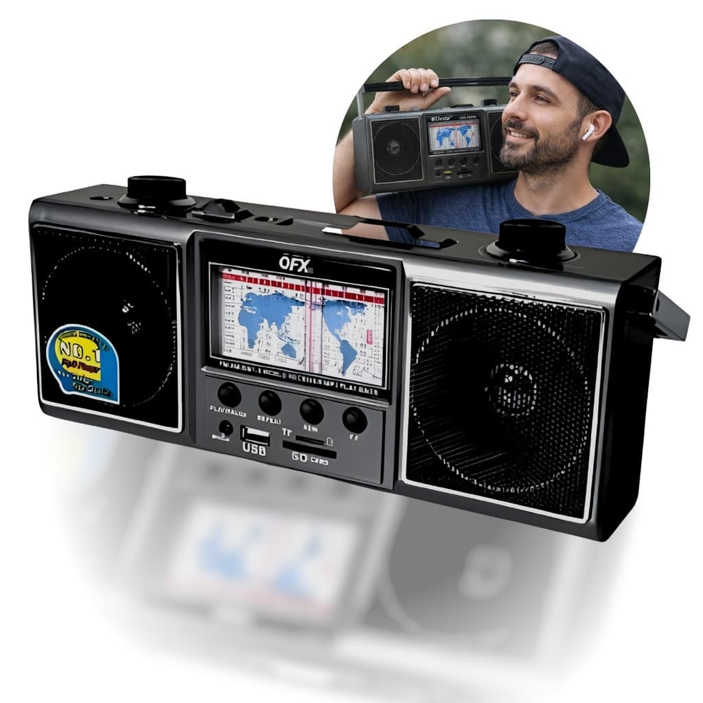 Radio Portatil Retro Recarregável Retrô USB Cartão Pilha FM AM SW Bivolt Alto-Falantes 4" Elbarto Store