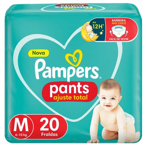 FRALDA PAMPERS PANTS AJUSTE TOTAL M C/ 20 UN + ENVIO RÁPIDO