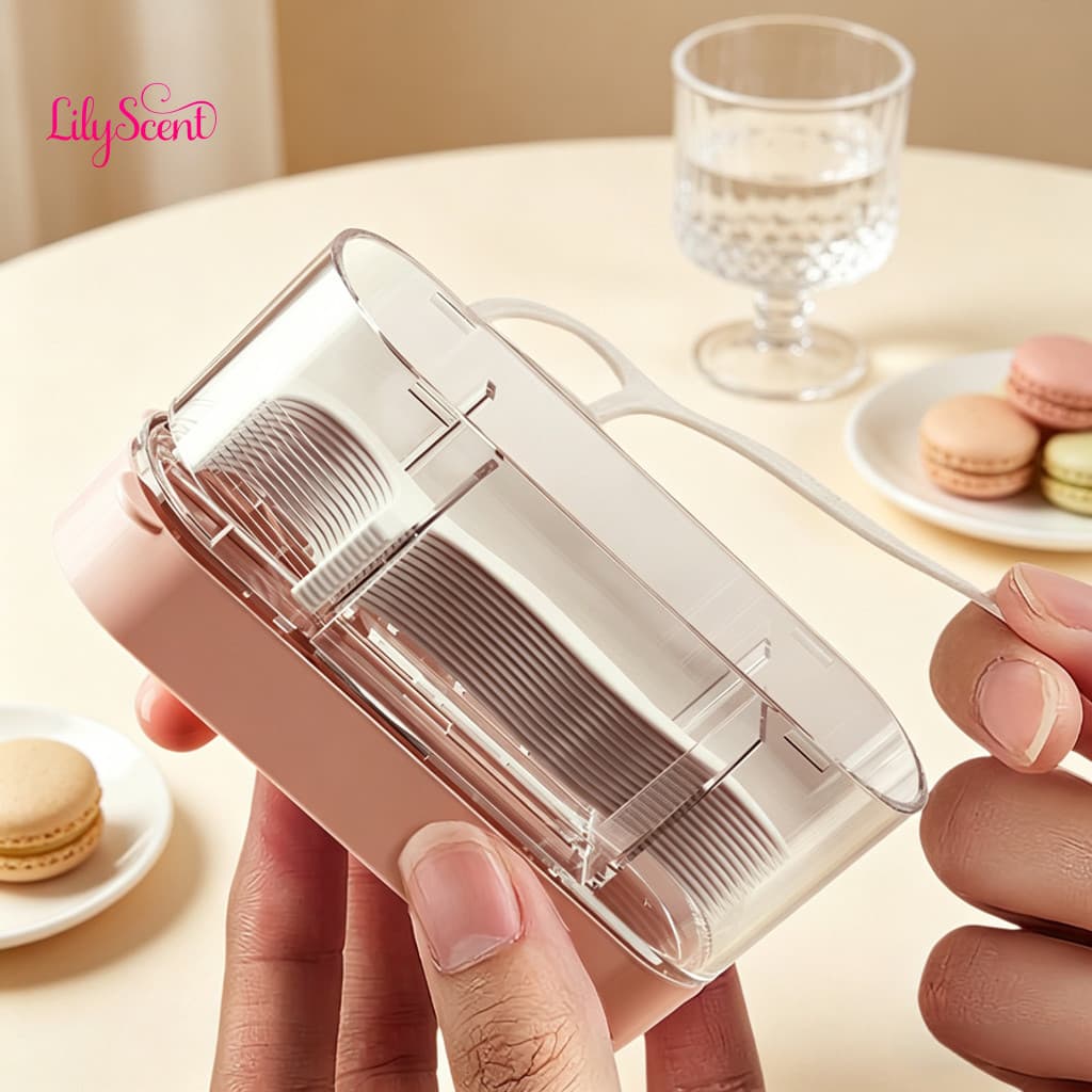 Refillable Floss Dispenser Portable Box Pick with 10 Dental Picks – Travel-friendly Reusable Automatic Pop-up for Easy