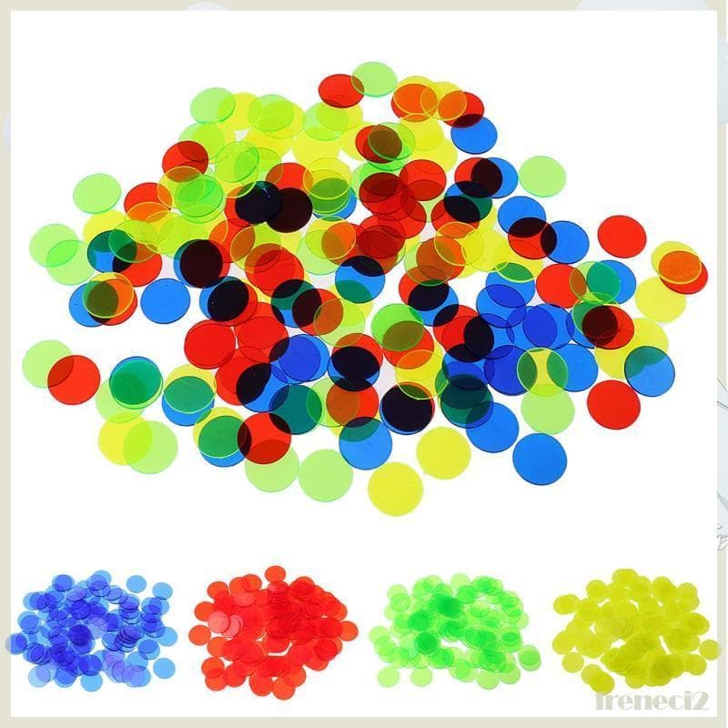 [Freneci2] 100pcs Chips De Contagem De Cores Transparentes Fichas De Bingo Para Inclinada , Jogo De Tabuleiro