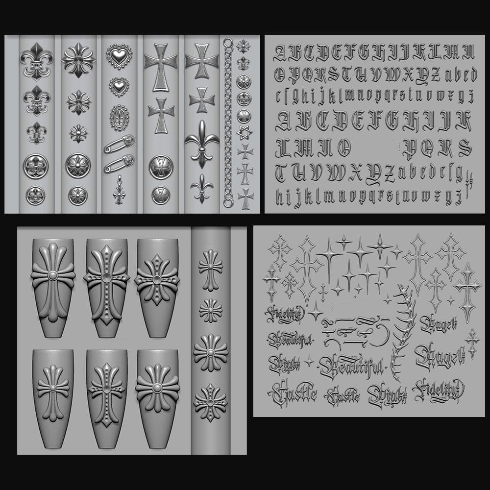 Molde de manicure manicure molde de Silicone Shengguang cruz gótico carta doce menina influenciador ins estilo decoração