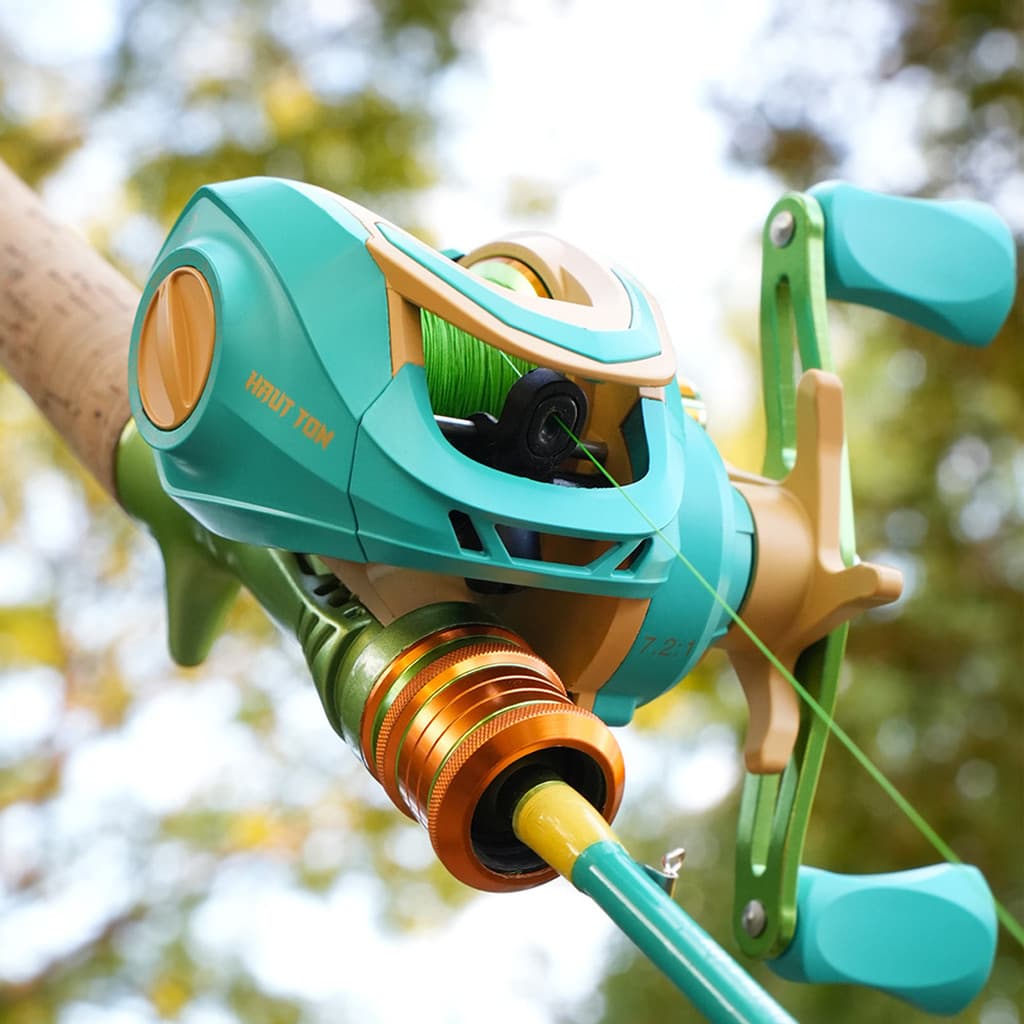 Carretilha de Pesca de Gota D'Água Modelo Mão Esquerda Freio Magnético 12 Níveis, Relação 7.2:1