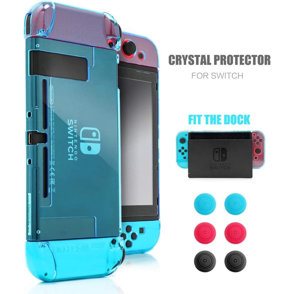 Capa Acoplável para Nintendo Switch, Capa Protetora para Nintendo Switch com Protetor de Tela de Vidro Temperado e 6 Cap