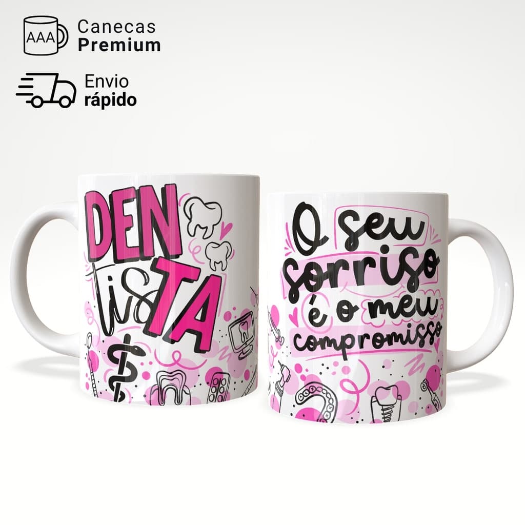 Caneca Profissão Dentista Odontologia Presente Criativo 325ml