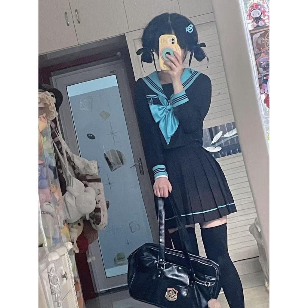 Conjunto de três peças primavera outono novo estilo uniforme médio jk uniforme estilo japonês estilo Preppy terno de mar