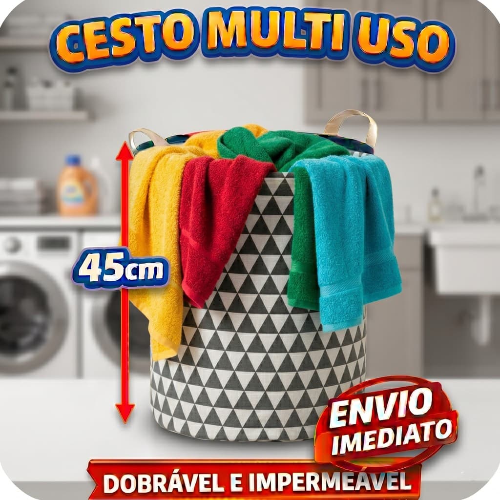 Cesto Roupas Multiuso Organizador Dobravel Impermeavel Resistente 40 Litros