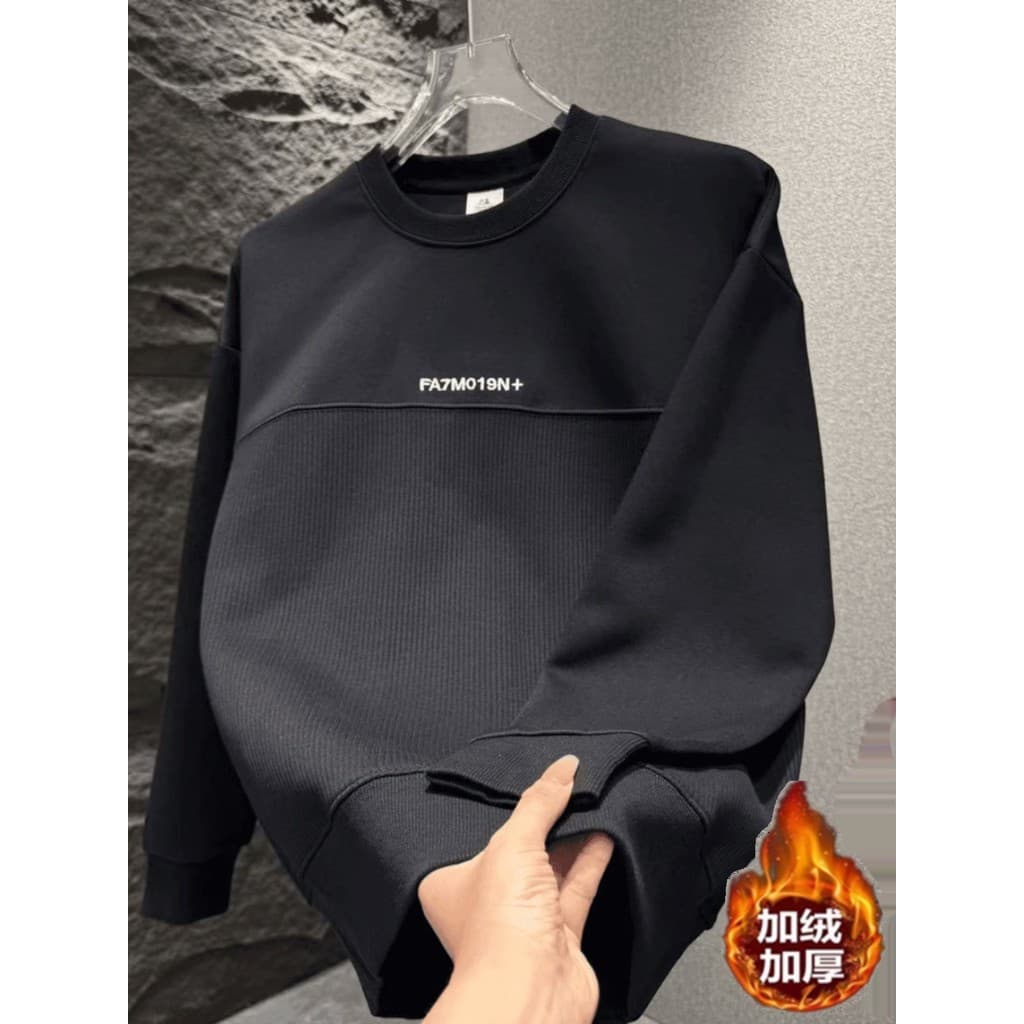 Outono inverno novo estilo bordado carta costura Casual moletom masculino Street Wear High-End forro de lã solto All-Mat