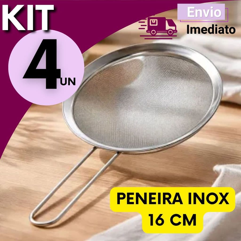 Peneira De Inox 16cm Kit 3, 4 OU 1 Unidade Resistente Cozinha