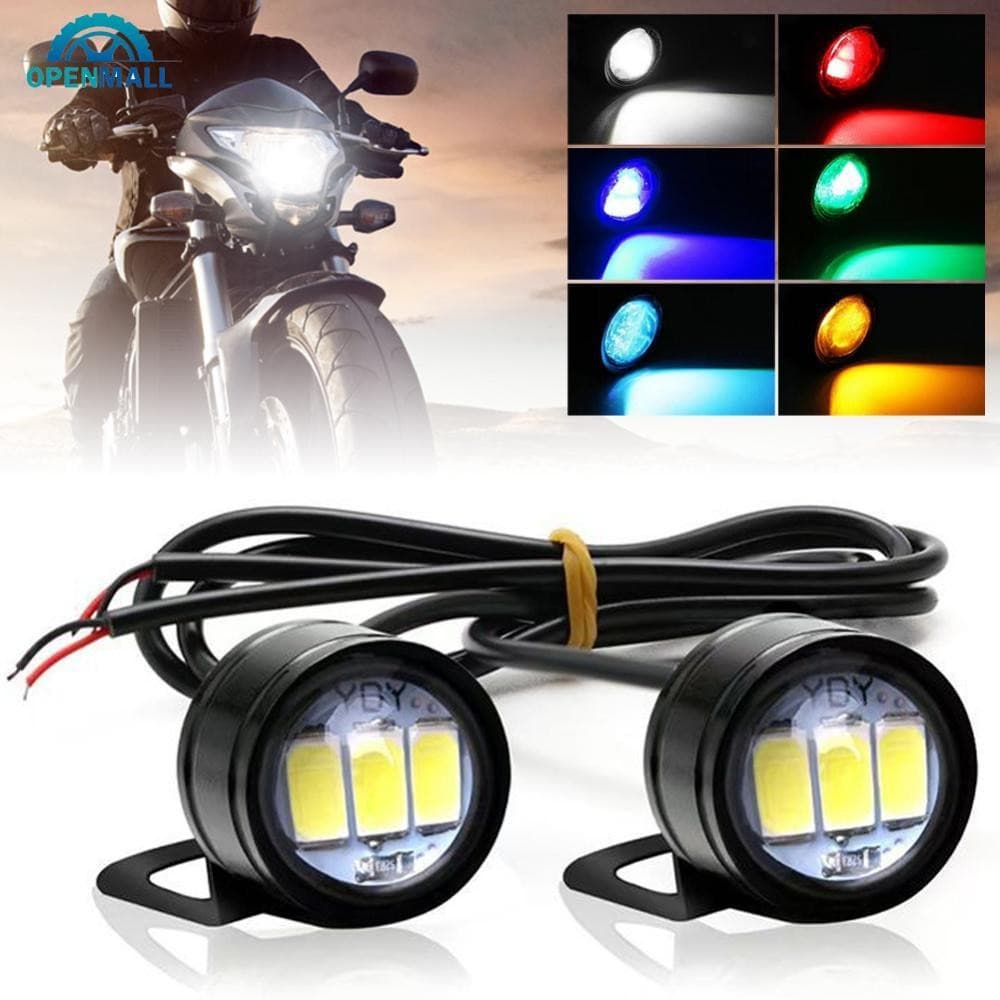 OPENMALL 2 Peças Luzes LED DRL para Motocicleta, Luzes de Circulação Diurna, Lâmpada de Ré Olho de Águia, Sinalizador de