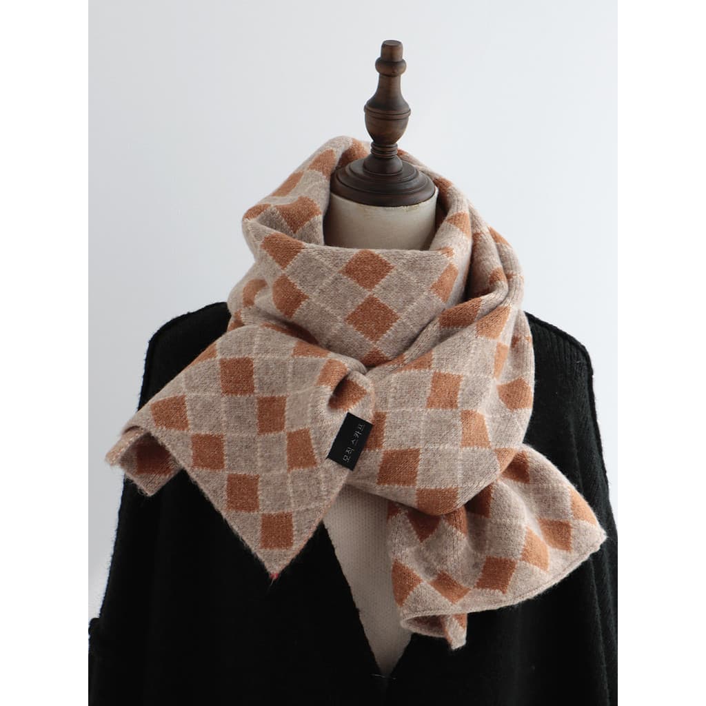 P lenço xadrez feminino inverno 2024 novo estilo All-Match versão coreana High-End engrossado cachecol de malha quente c