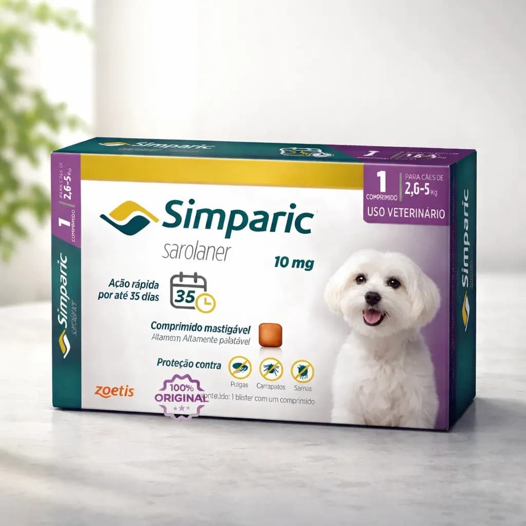 Antipulgas Simparic 10mg 2,6 A 5kg C/1 Comprimido Original