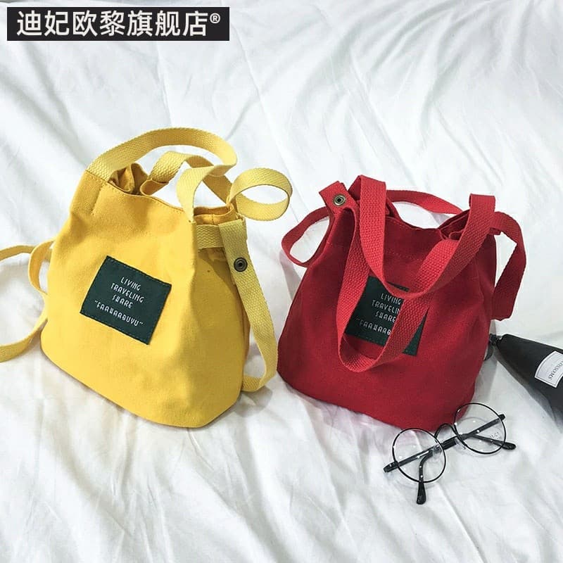 Arte japonesa simples estilo Mori Retro estilo Preppy carta bolsa de lona Diagonal bolsa de ombro bolsa pequena balde