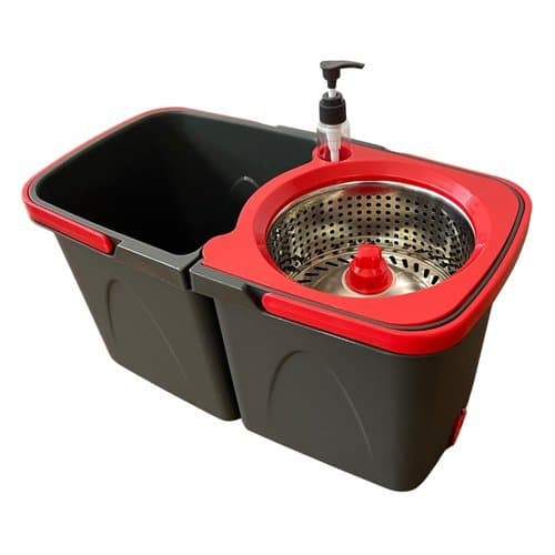Mop Giratorio Limpeza Eficiente Balde Duplo Centrifuga Inox Facil Manejo 360 Graus