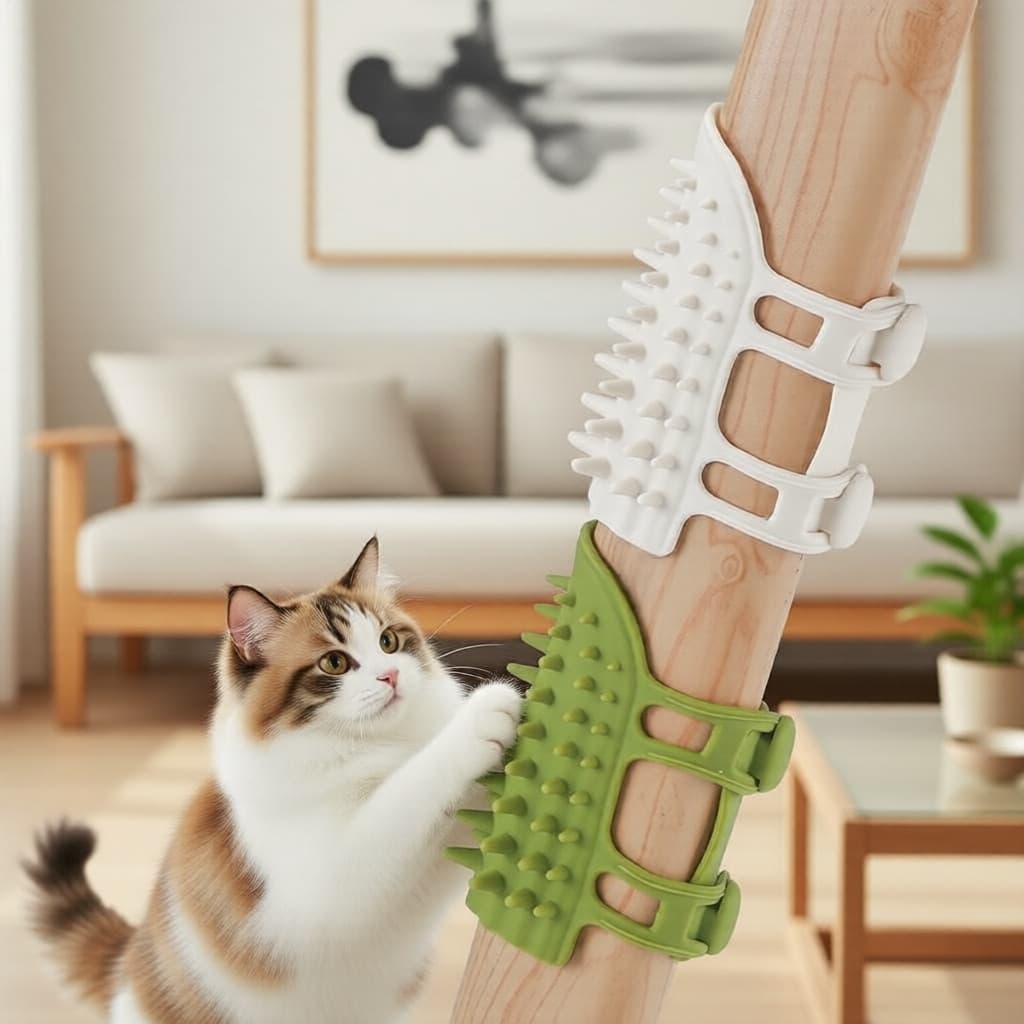 Escova de Canto para Gatos - Pente Massagiador e Removedor de Pelos para Gatos e Gatinhos, Auto-limpeza e Arranhador