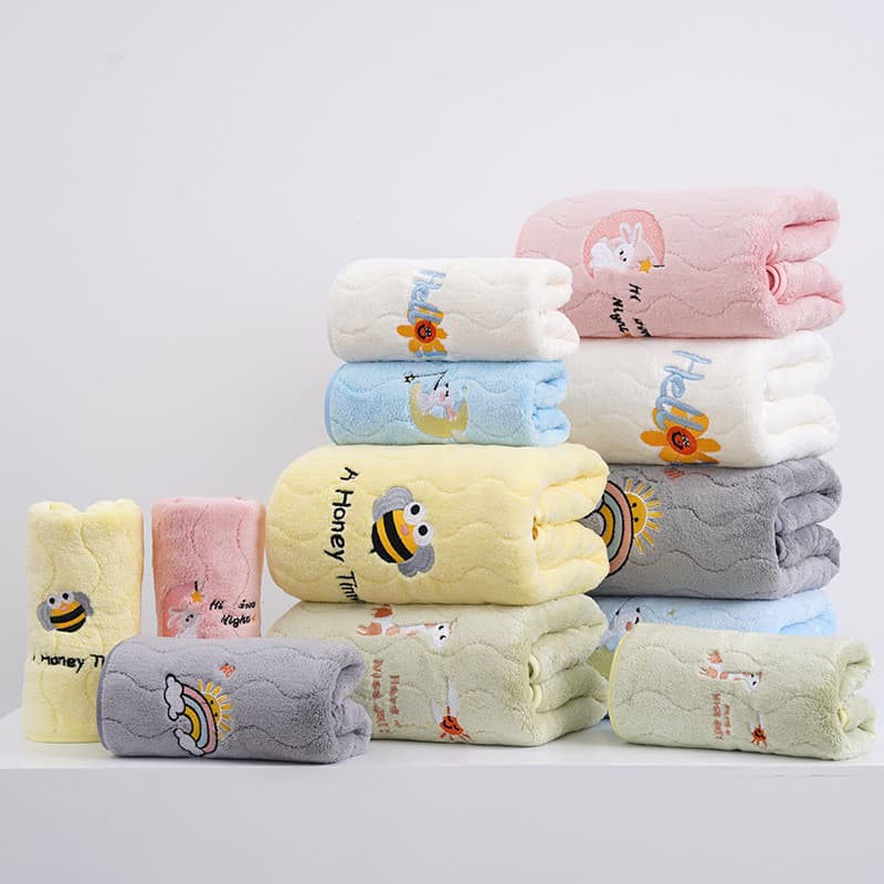 Toalha de banho bordada de lã Coral, toalha de banho espessada e absorvente para adultos, conjunto de toalhas de banho d