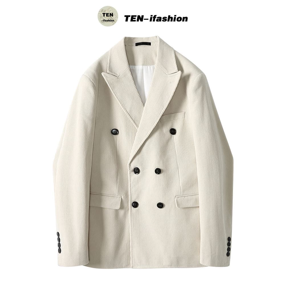 Inverno Retro veludo pequeno terno masculino duplo Breasted versão coreana na moda bonito fino-ajuste terno masculino ja
