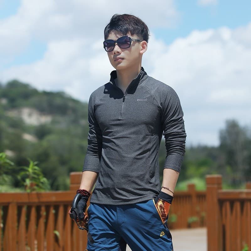 Pica-pau novo estilo primavera outono manga comprida respirável roupas de secagem rápida homens caminhadas escalada viag