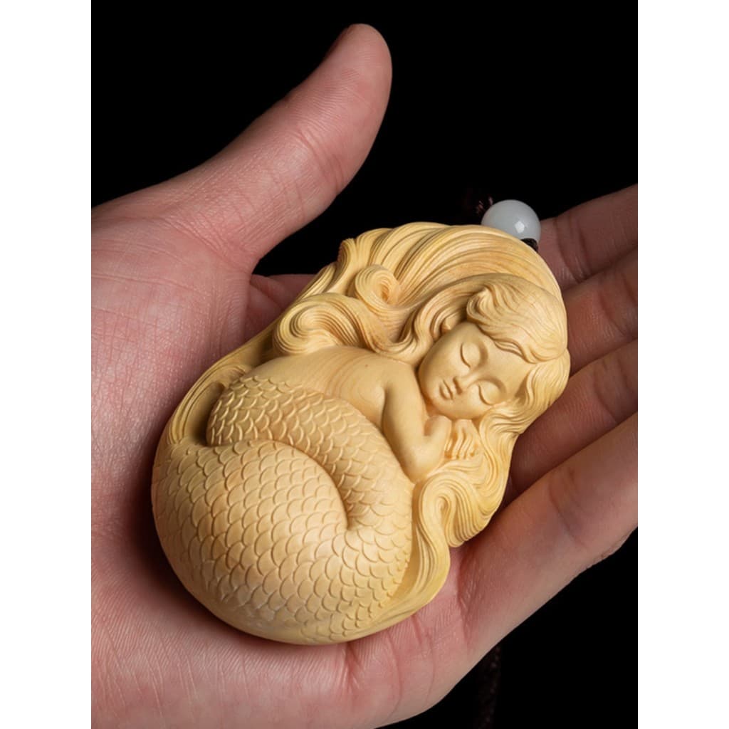 Escultura em madeira Wenwan lidar com peça artesanato personagem beleza pingente buxo Flash Drive masculino brinquedo ob