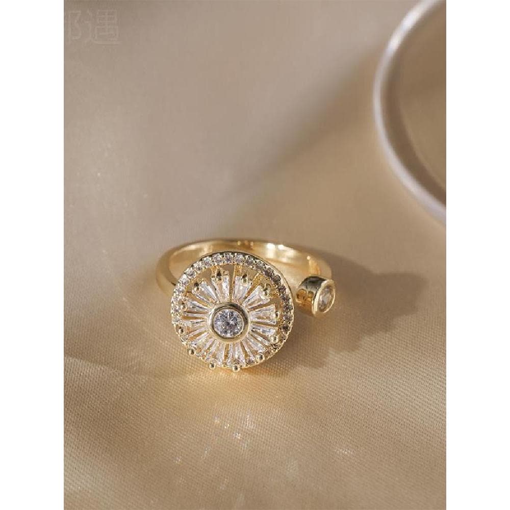Nicho único anel de dedo indicador rotativo anel feminino moda luz luxo aberto anel tempo para correr feminino na moda