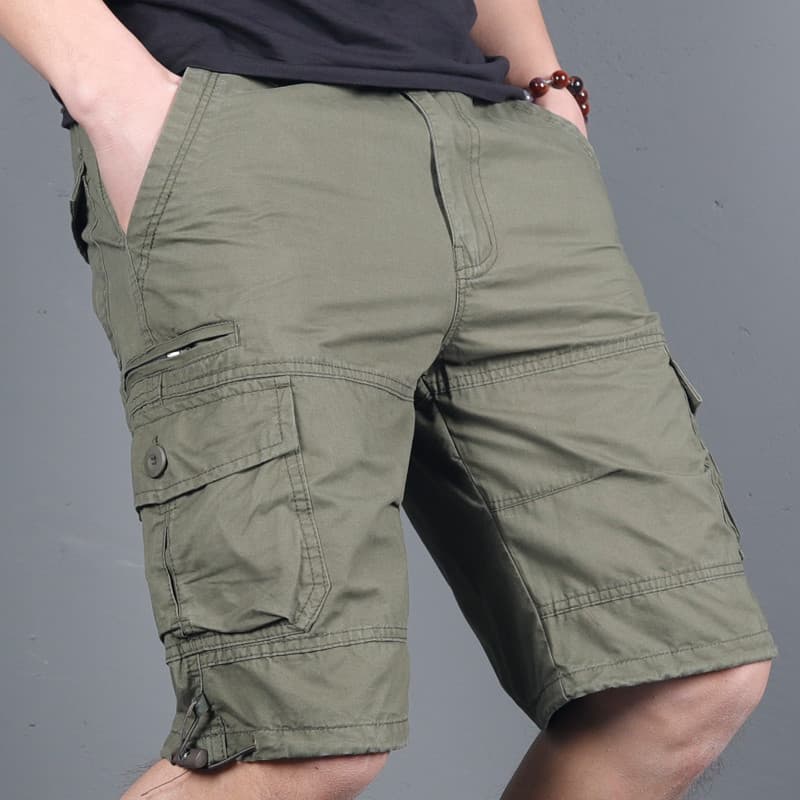 Verão novo estilo calças cortadas Shorts masculinos Multi-bolso macacão masculino Casual calças de comprimento médio cal