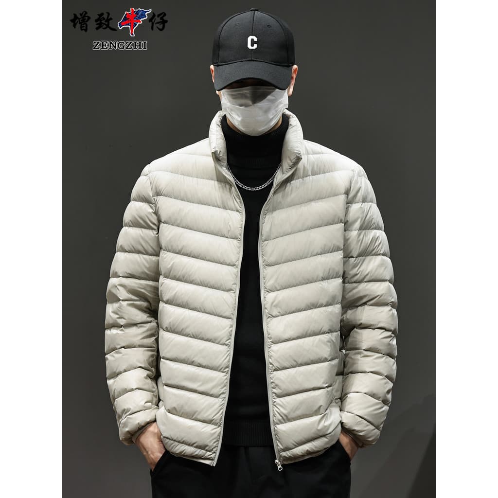 Aumentou 2026 moda gola alta leve Casual jaqueta masculina curto grosso quente jaqueta superior roupas masculinas de inv