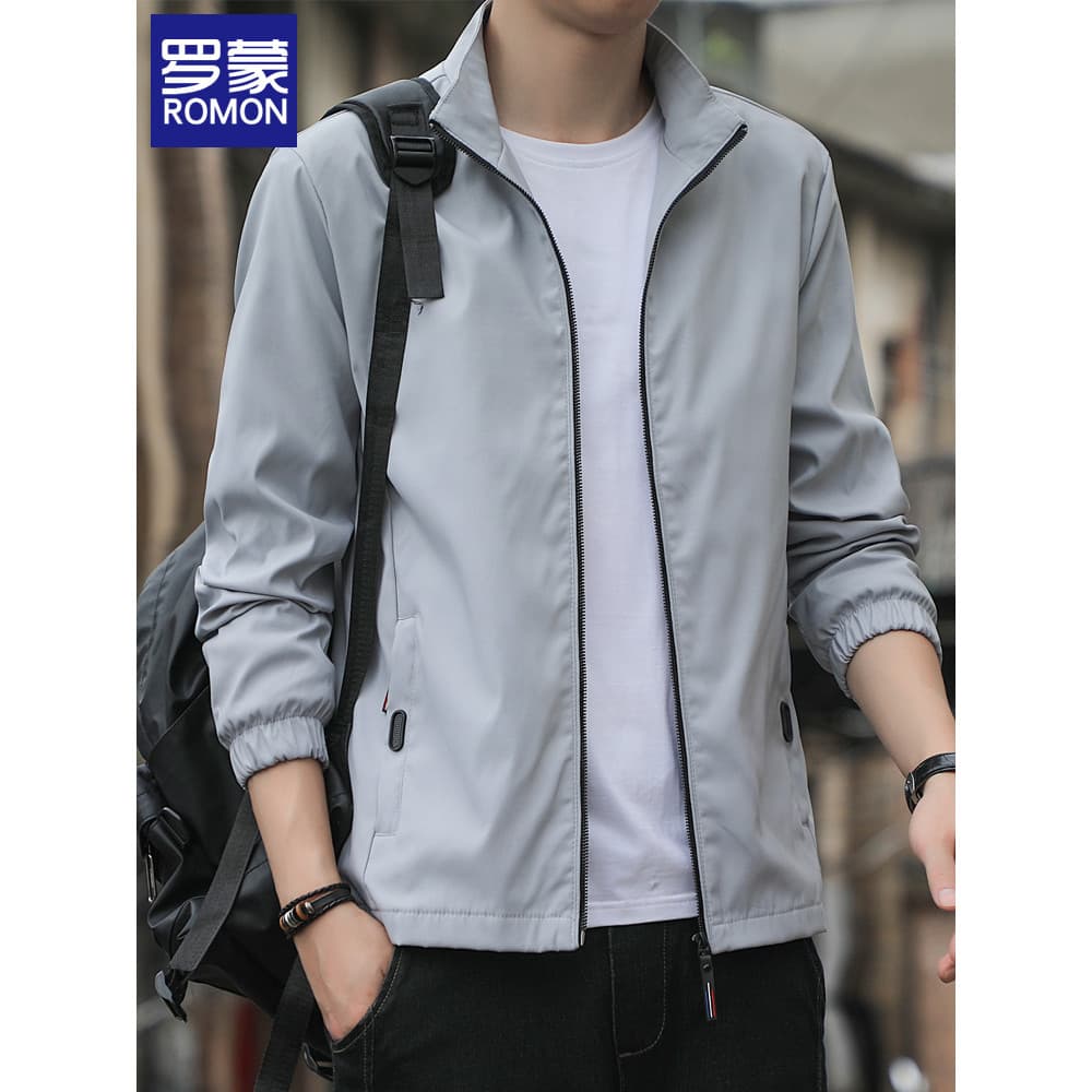 Lomon jaqueta masculina primavera outono solta à prova de vento rua Wear gola jaqueta masculina primavera Casual roupas