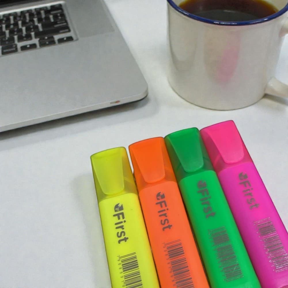 Kit Marca Texto Neon 4 Cores Fluorescente Alto Brilho Estudo Escritório