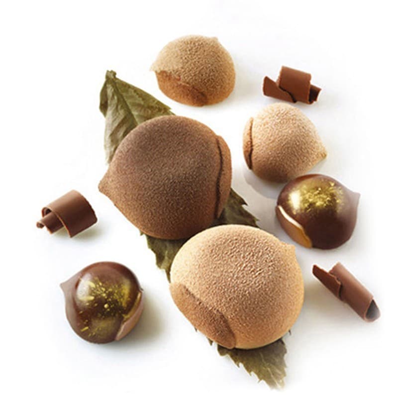 Molde de Silicone para Mousse de castanha, 15 peças, avelã, sobremesa francesa, lanche tridimensional de Chocolate e cas