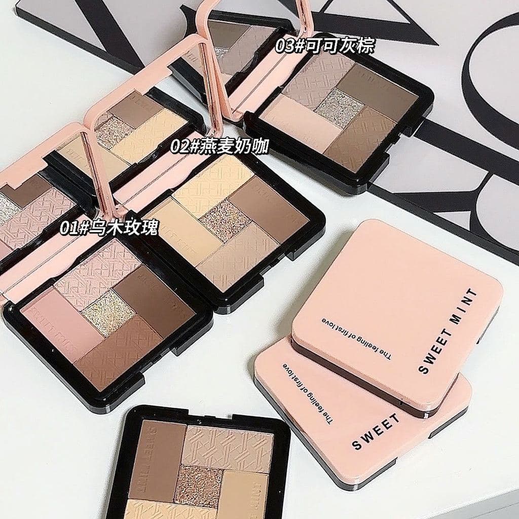 Sweetmint sombra de cinco cores Blush sombra fosco iluminador iluminando cinco cores um sombra multiuso