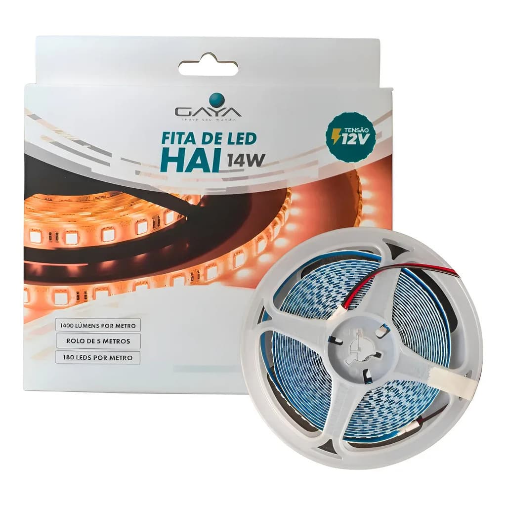 Fita Led Hai 14w 1400lm 12v 5m Profissional 2700k/4000k Gaya