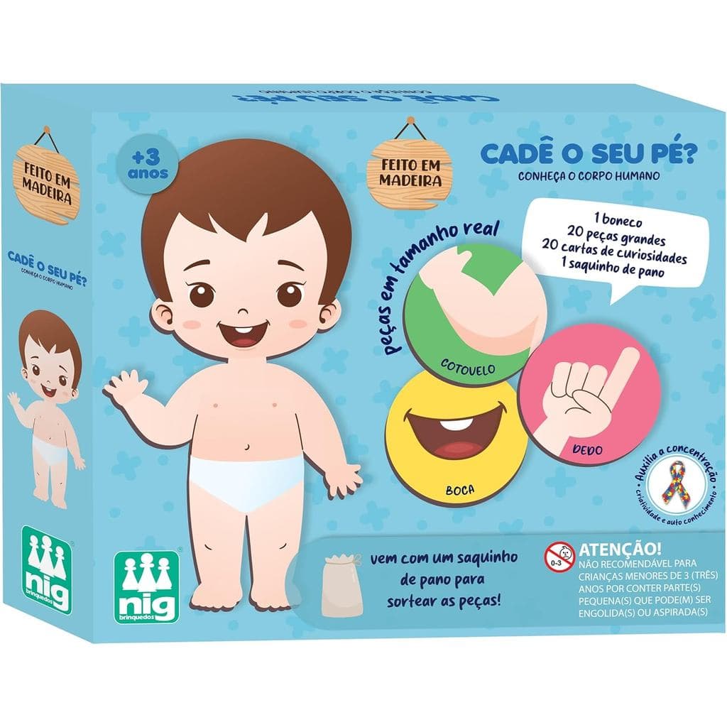 Brinquedo Pedagógico em Madeira Cadê o Seu Pé? NIG Brinquedos