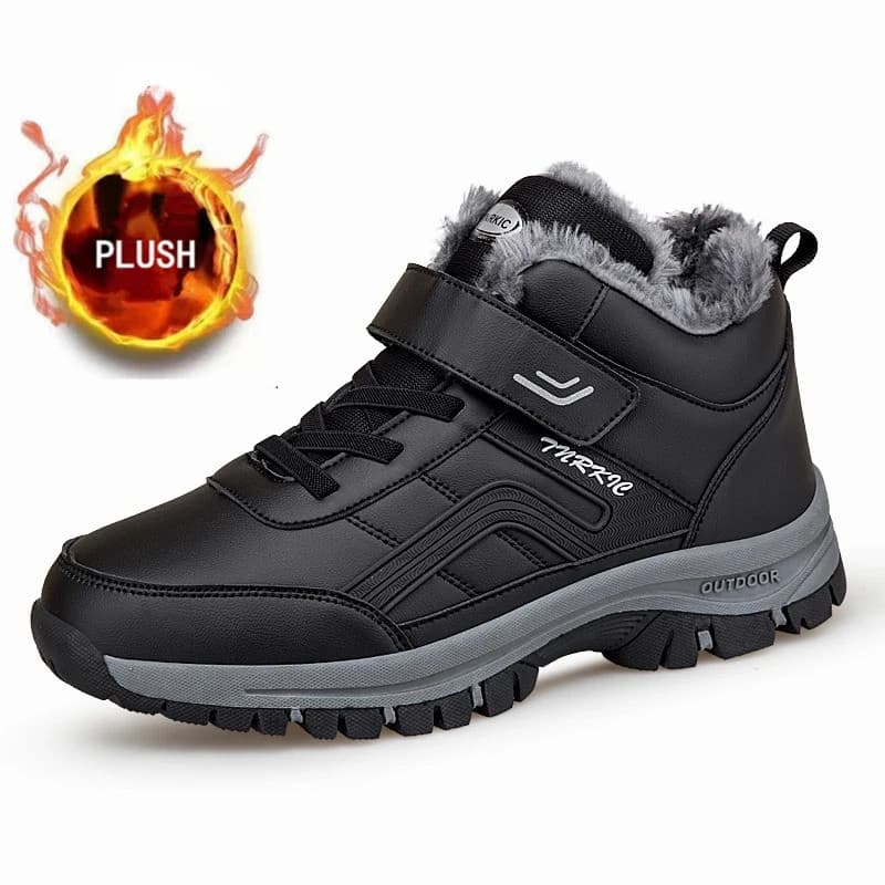 Botas de Inverno para Homens, Novas, Impermeáveis, em Couro PU, Quentes, para Neve, Botas de Cano Curto, para Uso Extern