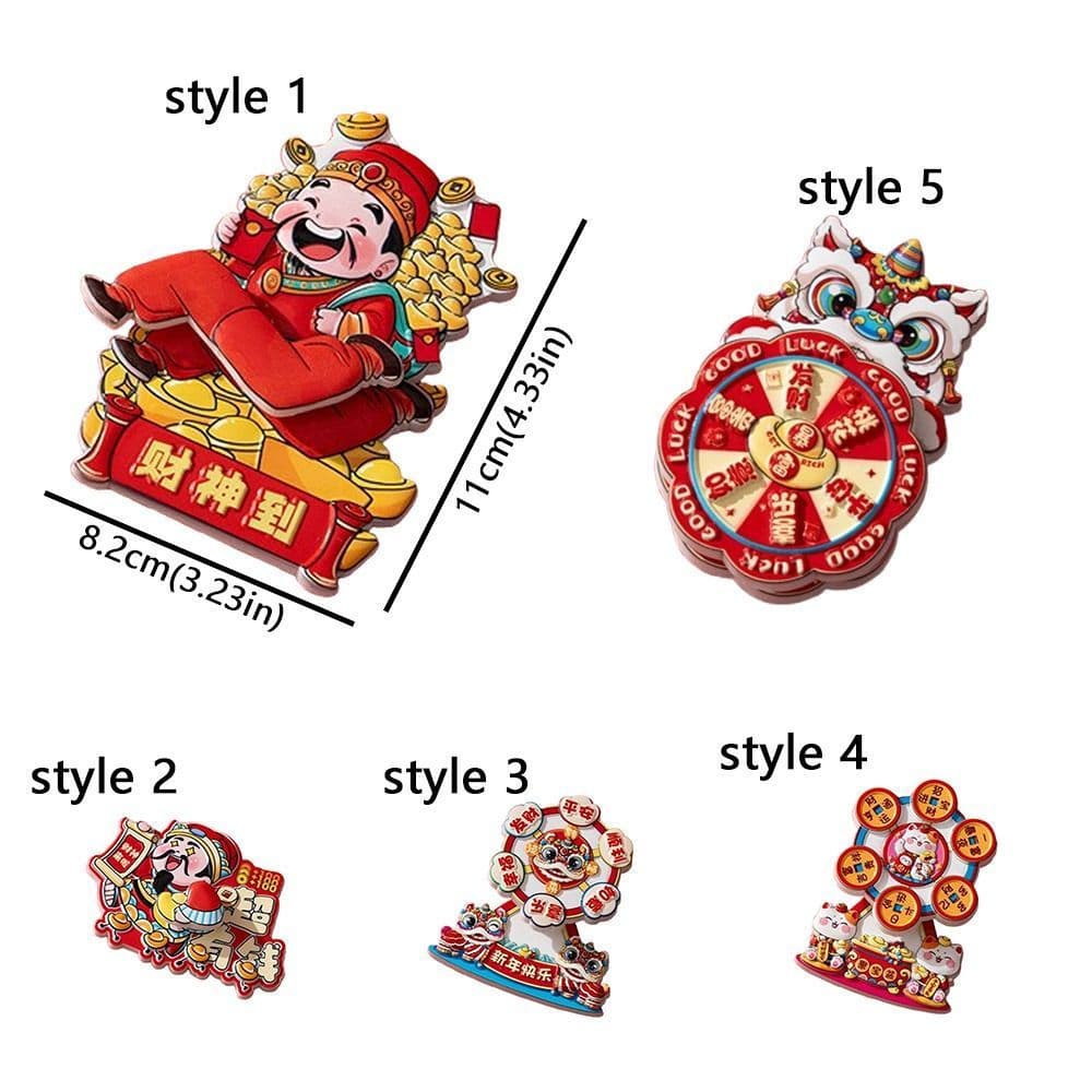 Adesivo BLUEVELVETQW God of Wealth , Ímãs De Geladeira De Ano Novo De Desenho Animado Estilo Chinês , Engrossados