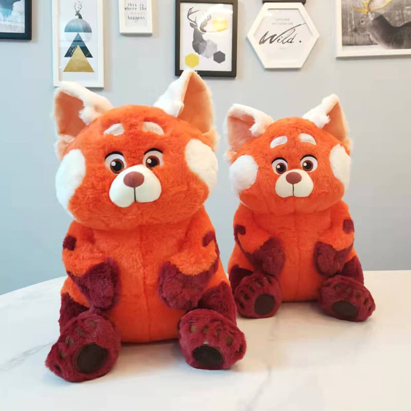Disney virando vermelho juventude metamorfose girando panda vermelho brinquedo de pelúcia boneca guaxinim