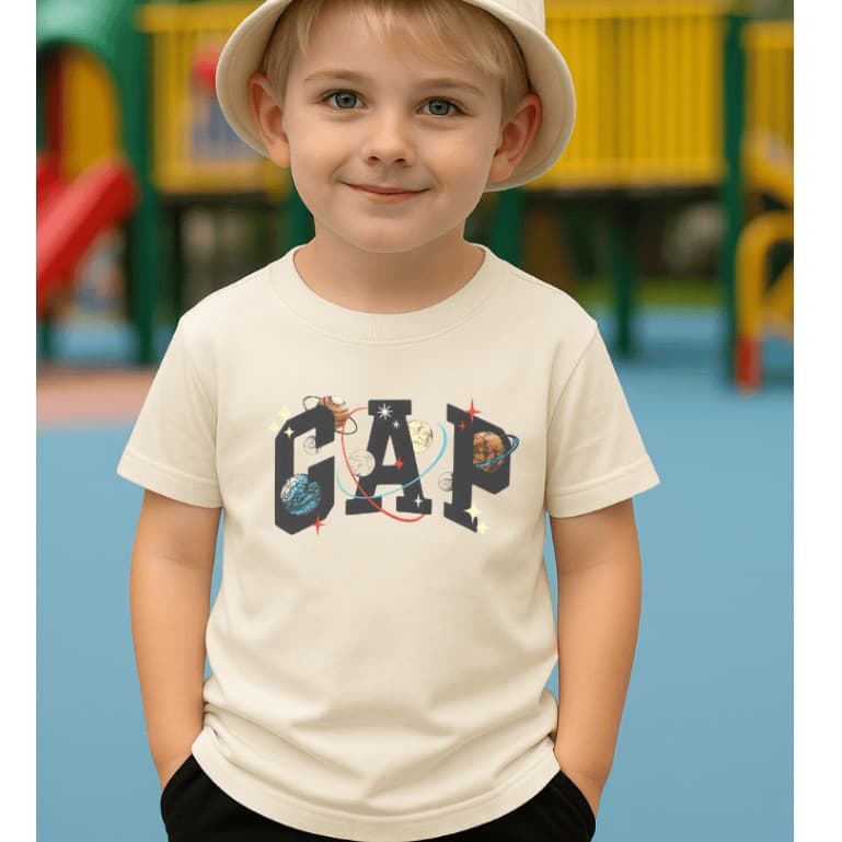 Camiseta - GAP Planetas - Camisa Infantil Juvenil Unissex -  Blusa em Algodão Alta Qualidade -  Moda Infantil Meninos