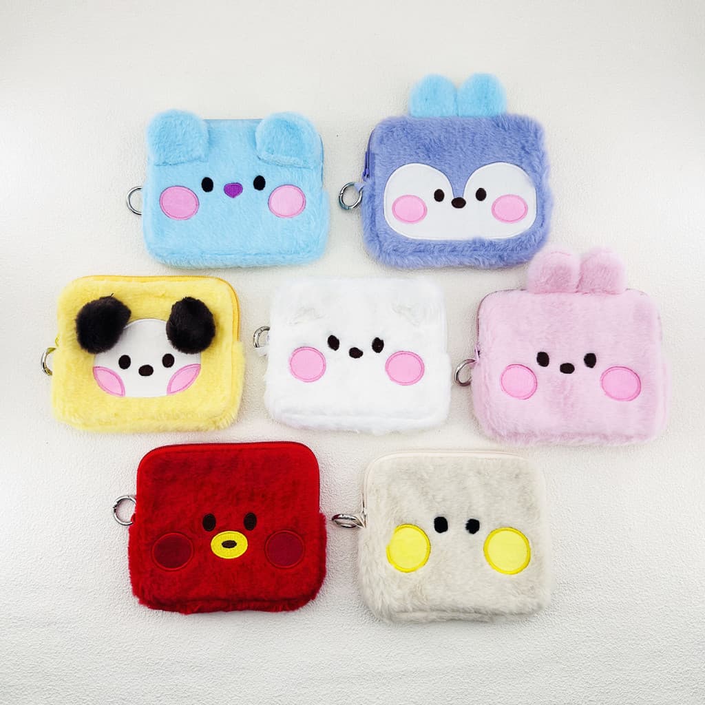 Bolsa de Armazenamento de Pelúcia BTS BT21, Bolsa de Cosméticos, Bolsa de Ombro, Estojo de Lápis, Porta-Moedas