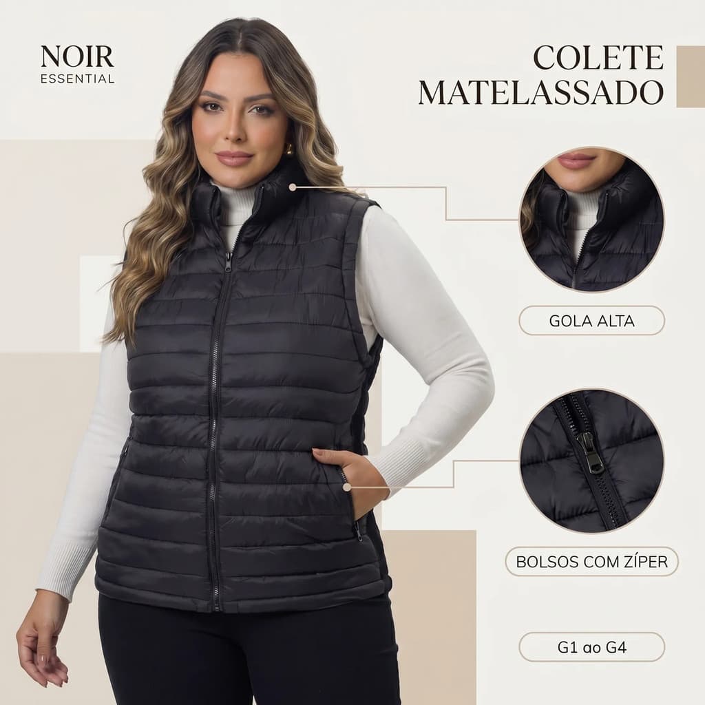 Colete Plus Size Feminino Puffer Matelassê Do G1 Ao G4 Presente Entrega Rápida