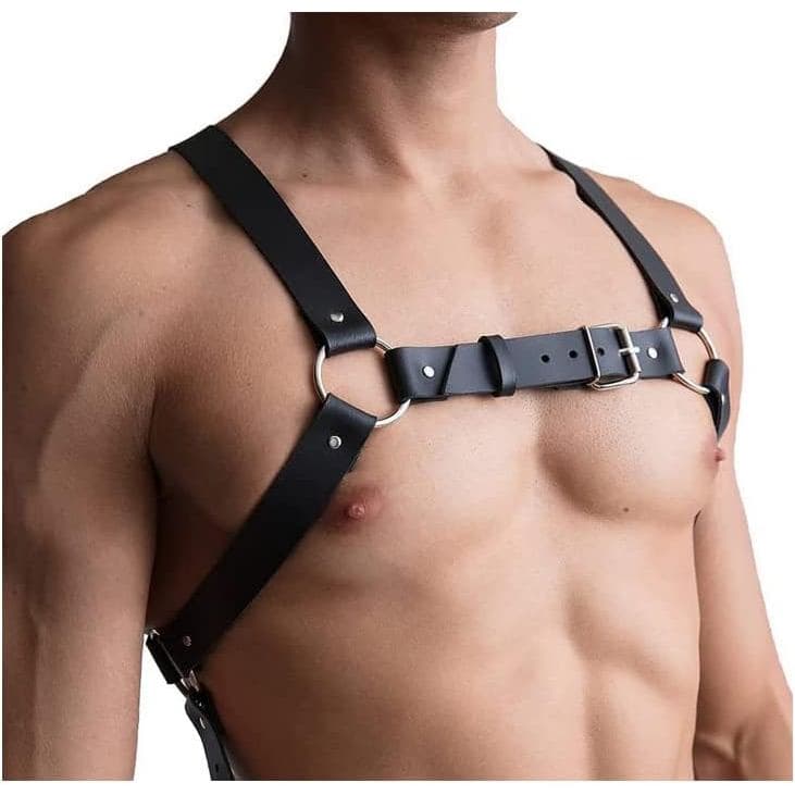 Cinto de Peito Punk Ajustável para Homens, Cinto de Couro para o Corpo, de Peito Brilhante, Cinto de Meio Corpo, R