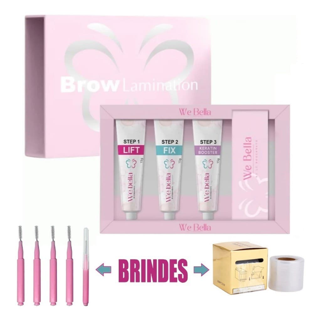 Kit Brow Lamination e Lash Lifting We Bella Kit Completo  Passo 1 e 2  Plastico Filme e Interdental