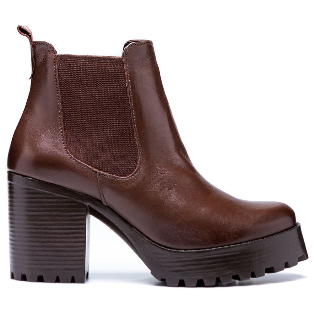 Bota Coturno Feminina Tratorada Bota Chelsea Cano Médio Elástico Casual