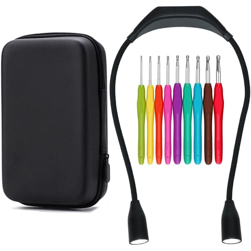 Ergonomic Crochet Hooks Set,9 Sizes Crochet Hooks with Case 2.0mm~6.0mm,Crochet Needles Kit for Beginners,Cool G