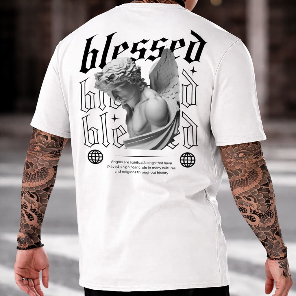 Camiseta Masculina Blessed Camisa Básica Streetwear Algodão Premium