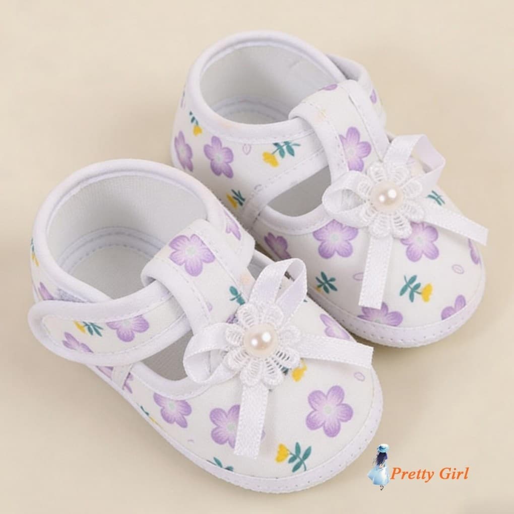 Mellifluous-Sapatos De Princesa Para Bebês Meninas Com Laço Floral Macio E Antiderrapante Primeiros Passos
