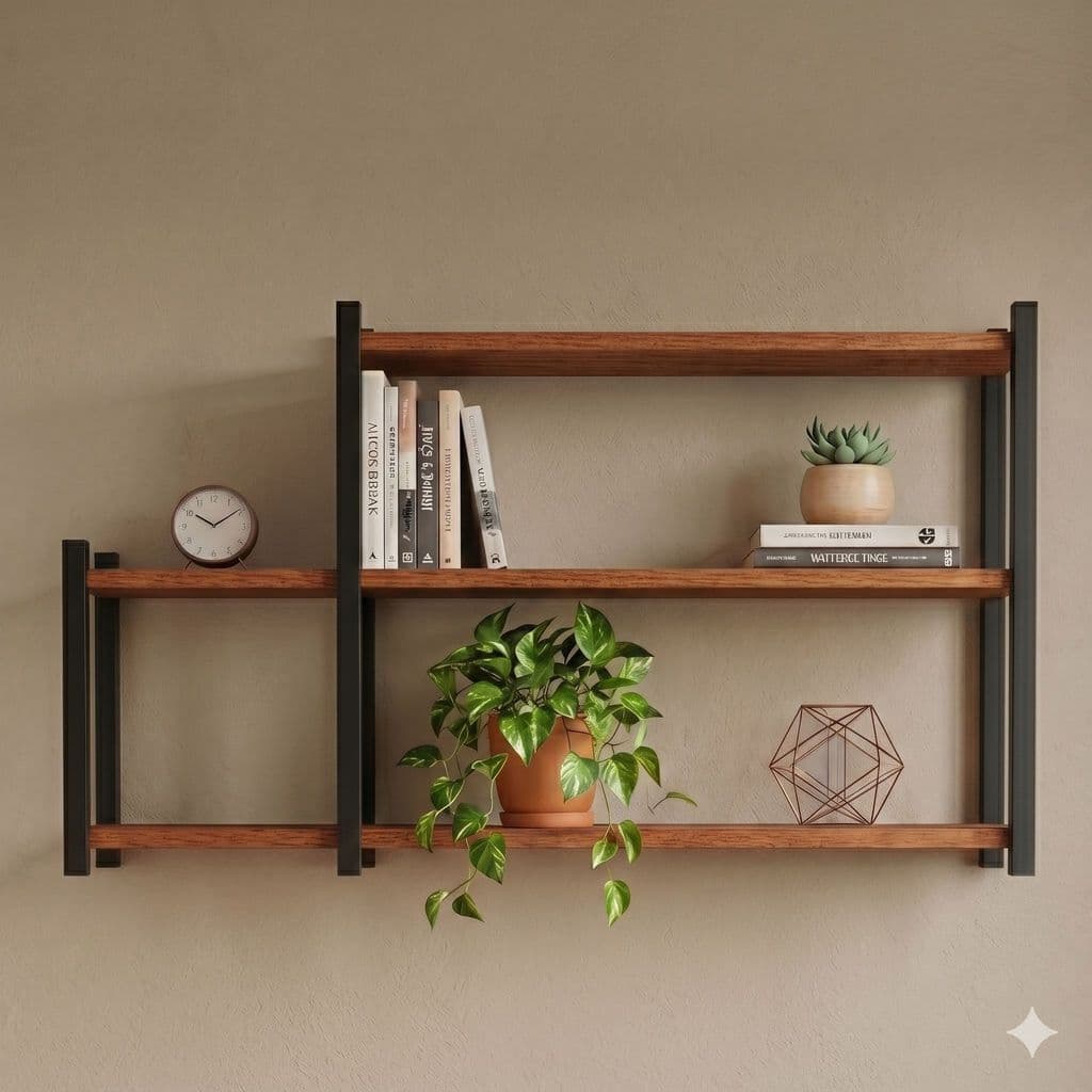 Prateleira Estilo Industrial Suporte Em Madeira Nature Suporta 20kg Super Resistente MDF TX