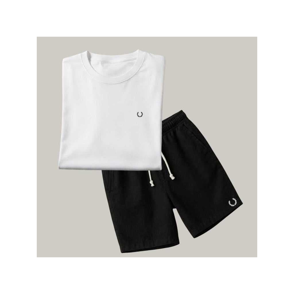 Kit Camiseta Masculina e Short Linho Básico Moderno