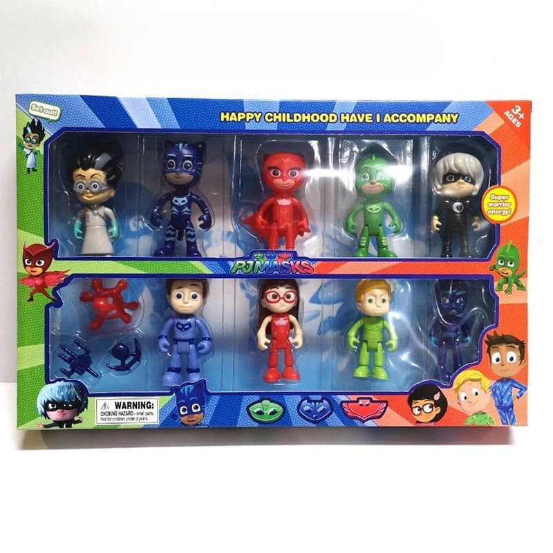 Conjunto de 9 peças de brinquedos infantis Pajama Heroes: Homem-Gato, Homem-Lagarto, Gatinho, Embalagem Original, Presen