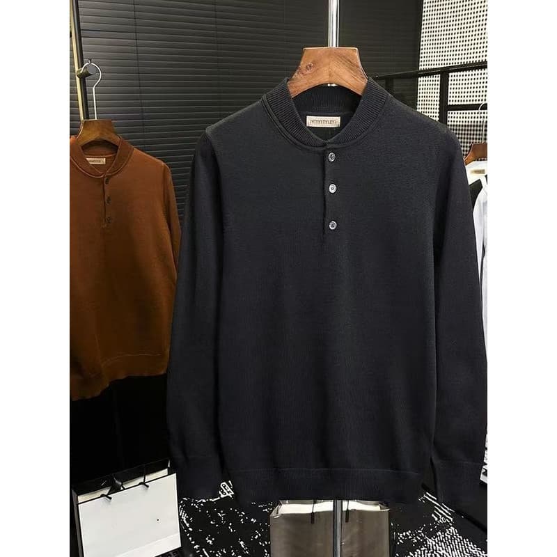 Outono inverno Casual gola de beisebol malhas camisola na moda solta manga comprida camisa de fundo topo moda roupas mas